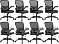 Desk Chairs with Wheels, Ergonomic Mesh Office Chair Adjustable Height and Swivel Lumbar Support Home Office Chair with Flip Up Armrests (8PK)