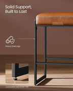 VASAGLE EKHO Collection - Bar Stool, Counter Height Bar Stool, Synthetic Leather with Stitching, Mid-Century Modern Counter Barstool, 26-Inch Tall, Kichen Home Bar Dining Room, Caramel Brown