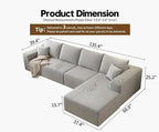 135.4" Cloud Sectional Couch with L-Shape Chaise,Modern Modular Sofa with Deep Seat, Upholstered Couches for Living Room Bedroom Apartments,No Assembly Required, (Grey,Right Facing Chaise)