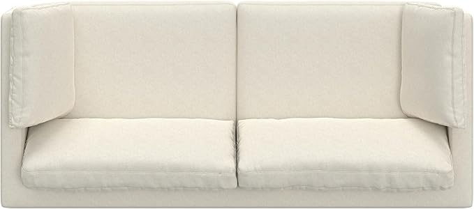 SIMPLIHOME Ava Sofa in 100% Recycled Polyester Tightly Woven Performance Fabric, Cream, 90-inches Wide, Handcrafted Mid-Century Modern Style Sofa for Living Room or Couch for Family Room