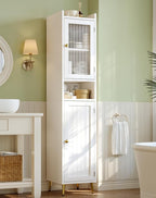 Bathroom Storage Cabinet, Bathroom Cabinet with 6 Shelves & 2 Doors, Tall Bathroom Storage Cabinet for Bathroom, Kitchen, Laundry Room, White