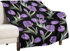 Purple Tulip Blanket Flower Gifts for Girls Women Tulip Floral Throw Blanket for Kids Adults Soft Warm Cozy Fleece Blanket for Couch Sofa Bed 40"x50"