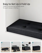 SONGMICS Mazie Collection - Storage Ottoman Bench, Foldable Foot Rest, 15 x 30 x 15 Inches, End of Bed Bench, Storage Chest, Load 660 lb, Living Room, Bedroom, Entryway, Ink Black ULSF247B01