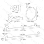 6 Pieces Matte Black Towel Bar Set Bathroom Hardware Set, 23.6Inch Towel Holder Set Towel Racks for Bathroom, SUS304 Stainless Steel Bathroom Accessory Set