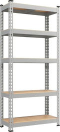 Yaheetech Storage Shelves 5 Tier Garage Shelving Heavy Duty Garage Shelves Adjustable Metal Shelving Unit Utility Rack Industrial Shelving for Warehouse Pantry Closet, 27.5"W x 12"D x 60"H, Light Gray