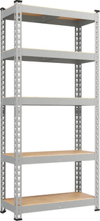 Yaheetech Storage Shelves 5 Tier Garage Shelving Heavy Duty Garage Shelves Adjustable Metal Shelving Unit Utility Rack Industrial Shelving for Warehouse Pantry Closet, 27.5"W x 12"D x 60"H, Light Gray