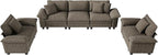 L-Shaped Cloud Modular Sofa Set, Deep Seat 3-Piece 5-Seater Sectional Couch & Removable Arms, Plush Chenille for Living Room - Smoky Gray