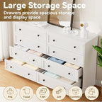 CHUWELL 8 Drawer Large Dresser for Bedroom, 55.1" Wide White Dressers & Chests of Drawers with Large Capacity Storage,Dresser for Bedroom
