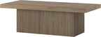 Henn&Hart 48" Fluted Low-Profile Coffee Table with Solid Base for Living Room, Family Room, or Office, Antiqued Gray Oak