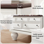 Farmhouse Dressers & Night Stand Set of 4, Wood 54" Wide 7 Drawer Dresser & 35" Tall Chest of Drawers, 18" Roman Column Nightstand Set of 2, Bedroom Furniture Dresser Sets for Home Living Room Hallway