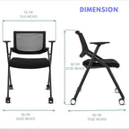 4 Pack Stackable Conference Room Chairs with Wheels and Paddle, Ergonomic Mesh Back and Arms for Meeting, Conference, Reception, Training Room & Home Office Desk Folding Chairs (2 Boxes)