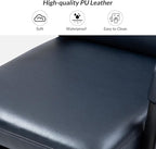 HULALA HOME Modern Faux Leather Home Office Chair with Tilt Lock & Metal Base, Desk Chair with Wheels & Padded Cushion, 360° Swivel Wide Seat Computer Task Chair, Navy