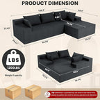 LEVELEVE 107" Cloud Sectional Couch with Deep Seat，Modern Modular Sofa with L-Shape Chaise，No Assembly Required, Upholstered Couches for Living Room Bedroom(Dark Gery,Right Facing Chaise)