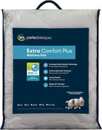 Serta Air Dry Extra Comfort Plus 100% Cotton Fabric Quilted Mattress Pad, Cooling and Breathable Mattress Cover, Moisture Wicking Protection with 18" Deep Pocket, Queen, White
