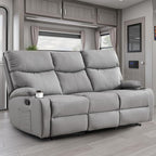 3-Seater Manual Seater Reclining Anti-Scratch 3 Seat Reclining Sofa with Side Pocket and Cupholders Reclining Loveseat Sofa for Living Room Meeting Room Bedroom Office Apartment