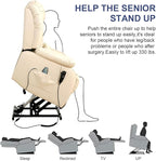 MAEVIS Large Genuine Leather Power Lift Recliner Chair, Dual Motor Recliner for Elderly,Extended Footrest and Lumbar Pillow for Tall Man,with Heat and Massage, USB and Type-C Ports(Beige)