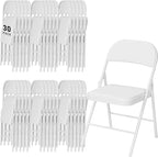 SEALAMB 30 Pack White Folding Chairs with Padded Seats & Cushion, Durable Metal Foldable Chairs for Wedding Party, Commercial Chairs for Office School Church Events, 330lb Capacity (White-PU, 30 Pack)