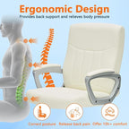 CLATINA Office Computer Desk Chair Executive Mid Back Chair Comfortable Ergonomic Managerial Chair Adjustable PU Leather Home Office Desk Chair Swivel, White 1PK