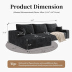 107.5" Boneless L-Shaped Modular Sectional Sofa Couches for Living Room, Corduroy Upholstered Couch with Deep Seat, Large 2-Seater Cloud Sectional Couch, No Assembly, (Black, Left Facing Chaise)