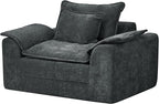 Hobestluk Cloud Single Sofa Memory Foam Couch with Deep Seat L Shaped Sofa with Removable Cover Large Couch for Living Room (Blue Grey, Single Sofa)