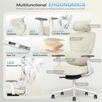 Ergonomic Office Chair, High Back Mesh Desk Chair with 4-Position Height Adjustable Back, 3D Armrests, Adaptive Lumbar Support, 3-Level Tilt Function, 3D Headrest, Comfy Computer Gaming Chairs