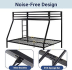 Allewie Metal Bunk Bed Twin Over Full Size for Junior & Adults with Ladder and Heavy Duty Guardrail, Small Space Saving Design for Bedroom Kid Room and Dorm, Black