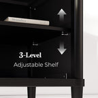 Lenia 65 Inch Solid Acacia Wood TV Stand, Modern Farmhouse Rustic Mid Century TV Media Console for Living Room, Entertainment Center with Storage & Cabinets, Brown Teak Finish