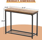 32" Small Console Table, 2-Tier Narrow Entryway Table, Sofa Table with Mesh Shelves, Console Tables for Living Room, Hallway, Entryway, Farmhouse Console Table with Storage, Rustic Brown