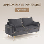 Furnimart 2-Seater Storage Loveseat for Small Spaces, 62“ Corduroy Couch with Removable Cushion Cover and Metal Leg for Bedroom, Apartment, Tiny Homes and Lofts, Gray