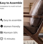 INZOY Mid-Century Modern Accent Chair with Wood Frame, PU Leather Living Room Chair and Soft Thick Padded Armchair for Living Room Bedroom Reception with Removable Upholstered Cushions, Dark Grey