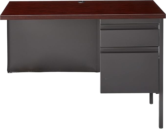 Lorell Single Right Pedestal Desk, 42 by 24 by 29-1/2-Inch, Mahogany