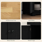 HOMCOM Sideboard with Solid Wood Countertop, Modern Kitchen Storage Cabinet, Coffee Bar Cabinet with 3 Drawers, Doors and Adjustable Shelf, Distressed Black