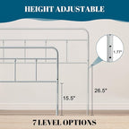 Metal King Size Headboard Only, Sturdy and Durable Iron King Headboard Adjustable Height from 34” to 44”, Victorian Vintage Bed Headboards, Farmhouse Head Board, Bed Frame Mount Grey