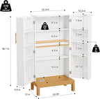 ARTPOWER 45'' Kitchen Pantry Cabinet, 4 - Layer Storage Cupboard with Adjustable Shelves for Storage Cabinet Pantry, Food Pantry Cabinet for Kitchen, Dining Room and Living Room,Gold Legs, White