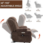 Power Lift Chair for Elderly, Electric Recliner Chair with 8-Point Vibration Massage and Lumbar Heating, Charging Ports, Cup Holders, Standing Assistance Reclining - Brown