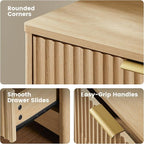 Amada Modern 7 Drawer Dresser, Fluted Wood Chest of Drawers with Rounded Corners, Pre-Installed Drawer Slides, Dresser TV Stand and Storage Organizer for Bedroom or Hallway in Natural Oak