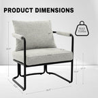 Accent Chairs Set of 2 for Living Room, Mid Century Modern Upholstered Reading Armchairs for Bedroom, Office, with Comfy Chenille Cushion & Metal Frame, Light Grey