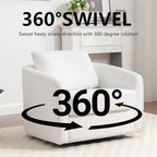 MINCETA Accent Chairs Set of 2, 360° Swivel Barrel Chair with High Density Foam, Oversized Reading Chair with Sherpa Teddy Upholstered Armchair for Living Room, Bedroom, Apartment White