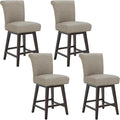 CHITA 26 Inch Counter Height Swivel Bar Stools Set of 4, FSC Certified Modern Upholstered Faux Leather Swivel Barstool Chair with Back, Stone Grey