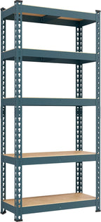 Yaheetech Storage Shelves 5 Tier Garage Shelving Heavy Duty Garage Shelves Adjustable Metal Shelving Unit Utility Rack Shelving for Warehouse Pantry Closet, 27.5" W x 12" D x 60" H, Neptune Blue
