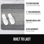 GORILLA GRIP Ultra Soft Plush Bathroom Rugs with Textured Rubber Backing, 40 x 24 Absorbent Quick Dry Bath Mat, Machine Washable Shower Mats, Home Décor Accessories Bathmat Rug Essentials, Grey