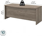 Bush Business Furniture Studio C Bow Front Desk, 72W x 36D, Modern Hickory