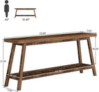 Tribesigns Farmhouse Console Entryway Table: 70.9 Inches All Wood Console Table for Entrance, 2 Tiers Narrow Long Behind Couch Sofa Table, Foyer Entry Table for Hallway, Living Room, Brown