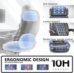 400lbs Office Chair with Foot Rest, Ergonomic Big and Tall Office Chair with Adjustable Headrest, High Back PU Leather Computer Chair,Comfy Heavy Duty Office Desk Chair (Classic Grey)