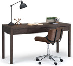 SIMPLIHOME Hollander Desk - 60-Inch Wide Solid Wood Writing Desk in Warm Walnut Brown, Contemporary Home Office Computer Table for Workspace or Study with 2 Drawers and Flip-Down Keyboard Tray