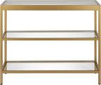 Henn&Hart 36" Wide Rectangular Console Table in Brass, Entryway Table, Accent Table for Living Room, Hallway