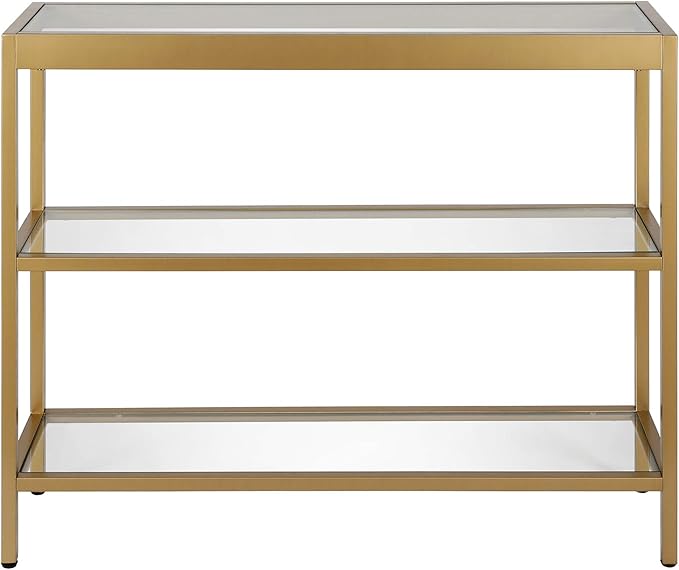 Henn&Hart 36" Wide Rectangular Console Table in Brass, Entryway Table, Accent Table for Living Room, Hallway