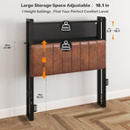 VINGLI Twin or Twin XL Size Headboard, Adjustable Upholstered Headboard with 2 Tier Shelves and Pegboard with Charging Stations and LED Lights, Modern Bed Headboard with Storage for Bedroom Decor