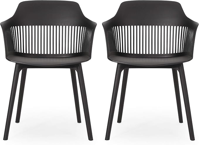 Christopher Knight Home Polypropylene Ladonna Outdoor Dining Chair (Set of 2), Black