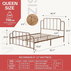 PINJU Metal Platform Bed Frame with Headboard and Footboard, Classic Style, Sturdy Metal Slats, No Box Spring Needed, Easy Installation (Pink, Queen)